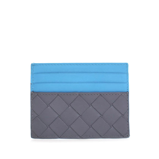 Gray Bottega Veneta Bicolor Nappa Intrecciato Card Holder