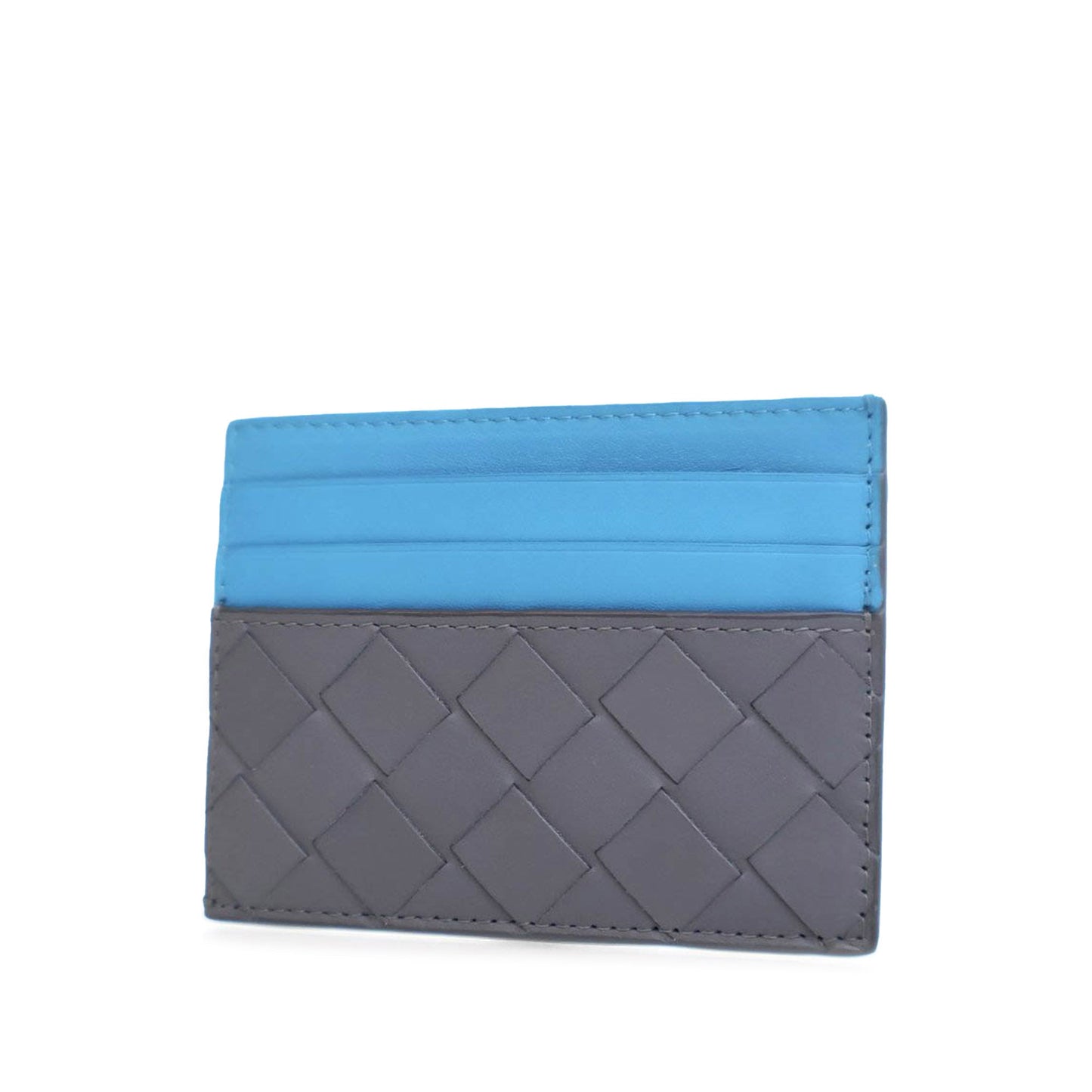 Gray Bottega Veneta Bicolor Nappa Intrecciato Card Holder