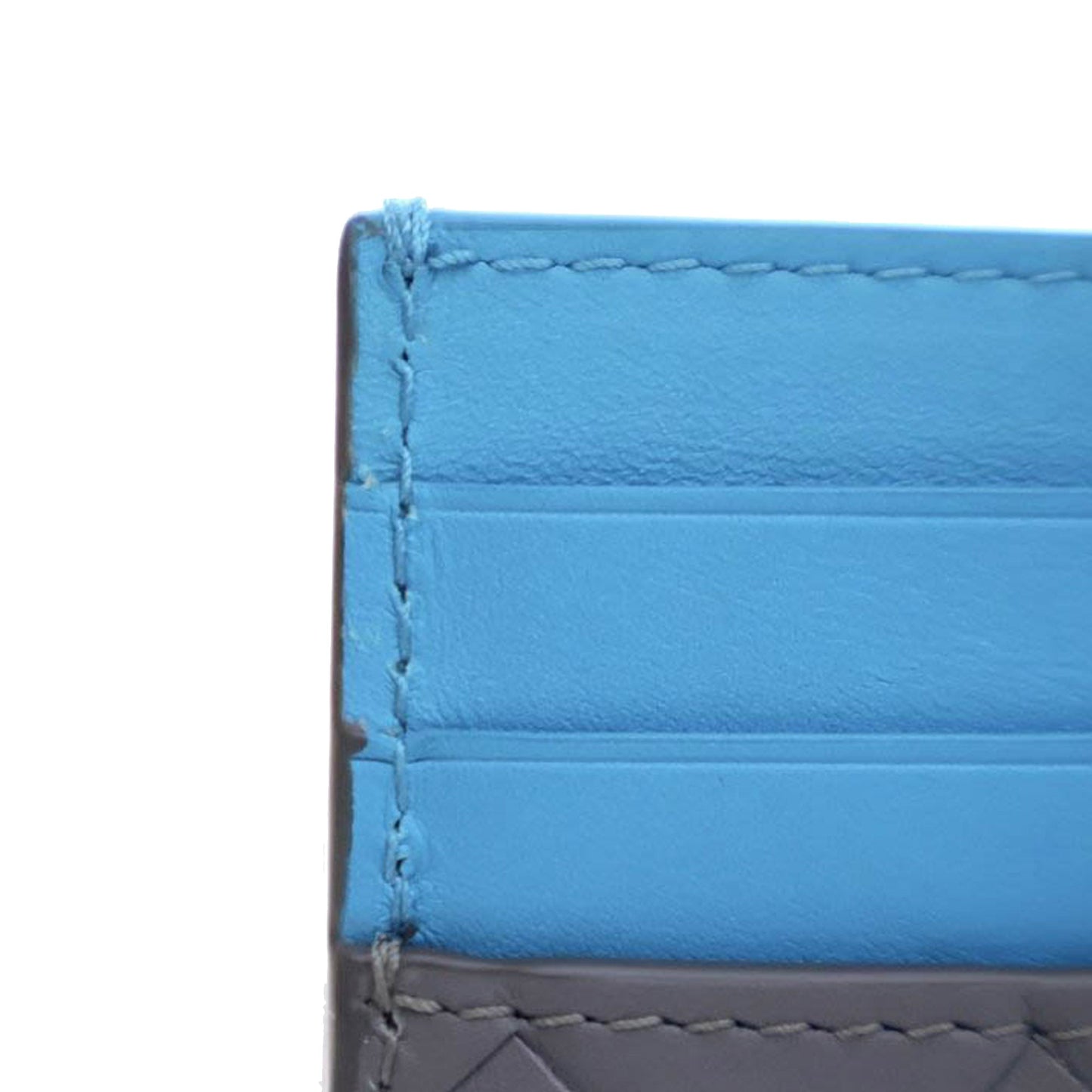 Gray Bottega Veneta Bicolor Nappa Intrecciato Card Holder
