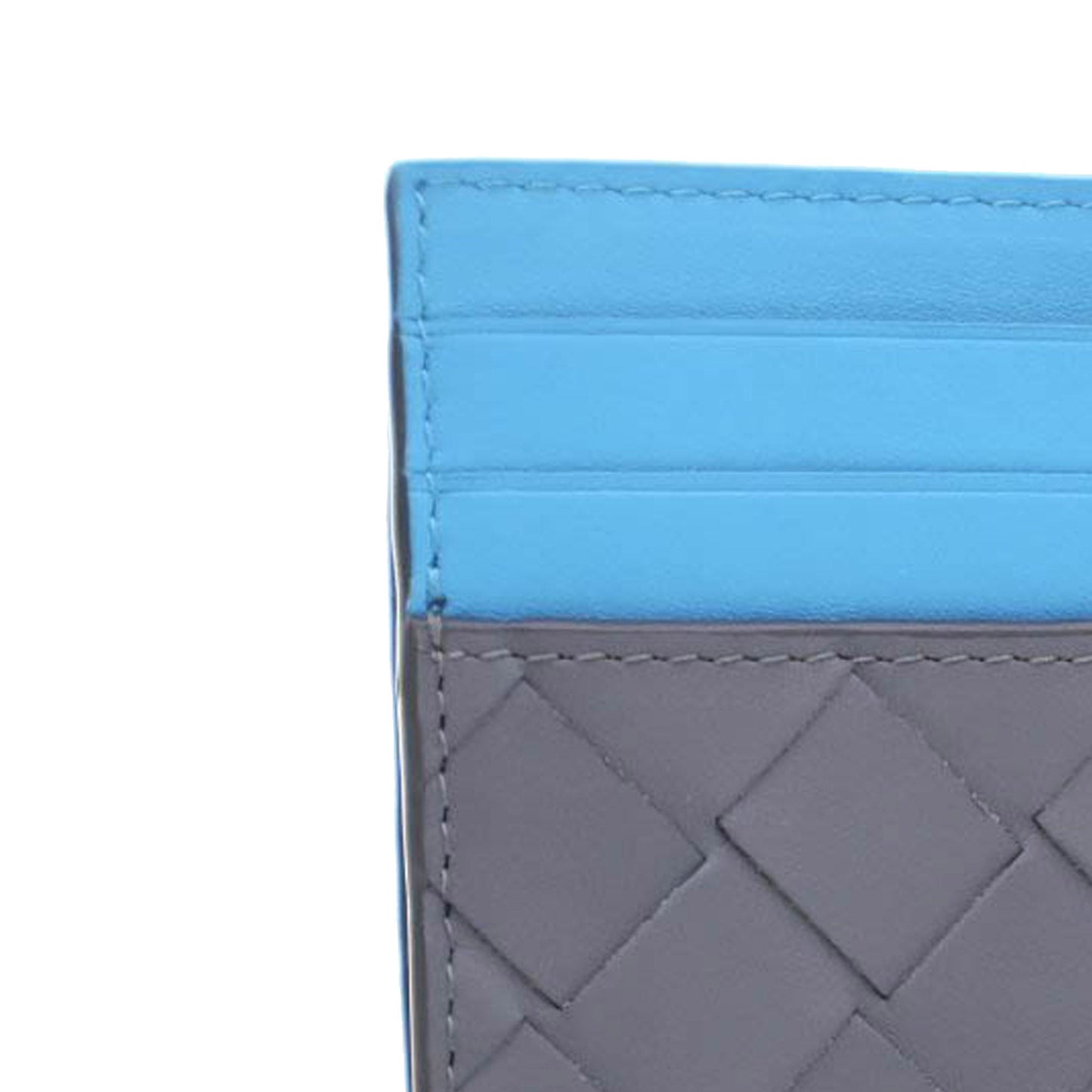 Gray Bottega Veneta Bicolor Nappa Intrecciato Card Holder