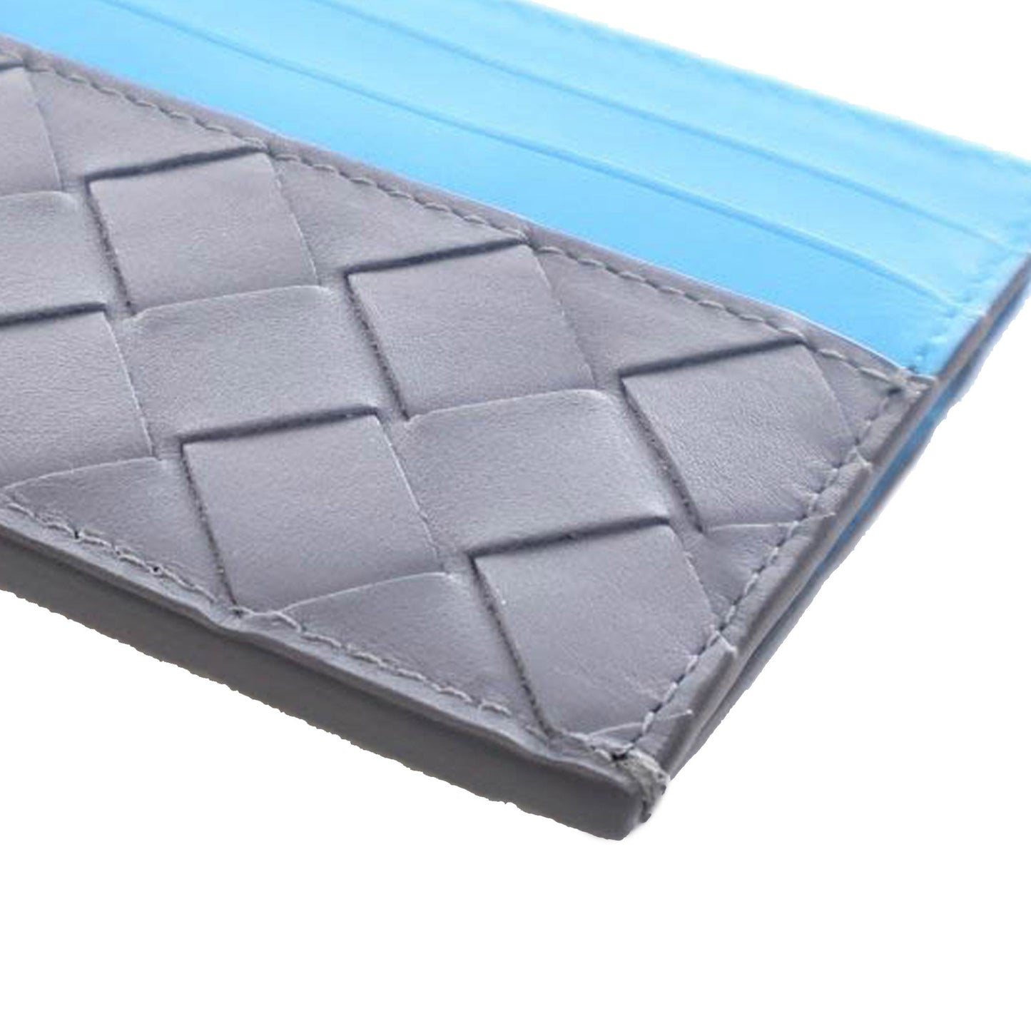 Gray Bottega Veneta Bicolor Nappa Intrecciato Card Holder