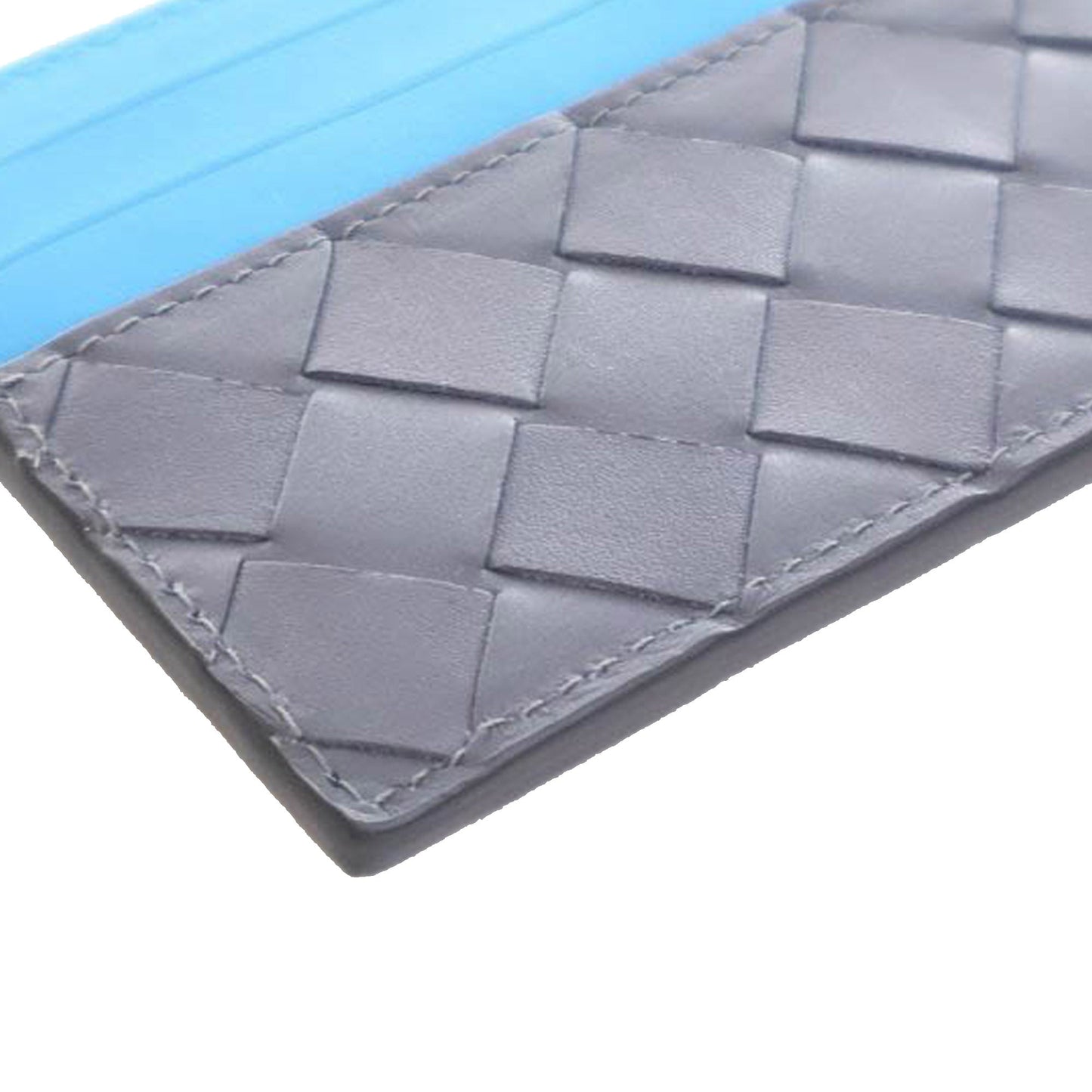 Gray Bottega Veneta Bicolor Nappa Intrecciato Card Holder