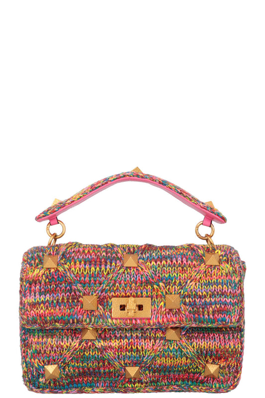 VALENTINO Large Roman Stud Bag Tweed Multicolor