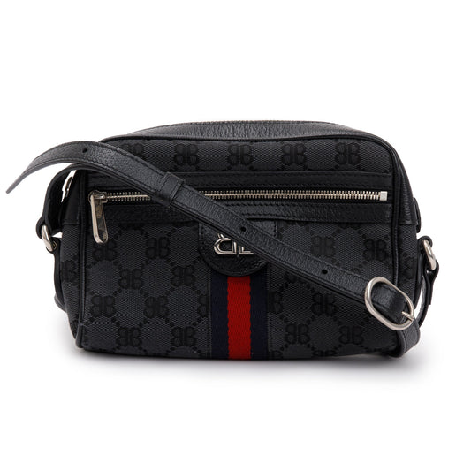 Gucci X Balenciaga The Hacker Project Black BB Canvas Web Mini Camera Bag w/ Box