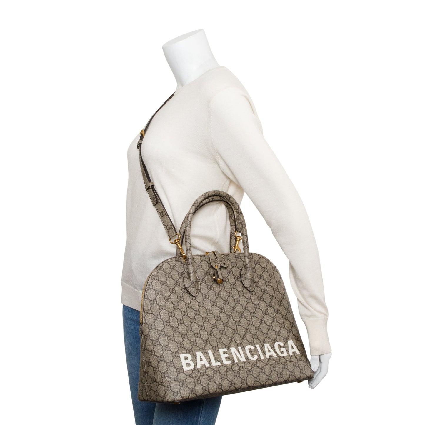 Gucci x Balenciaga The Hacker Project GG Supreme Medium Ville Handle Bag w/ Strap & Box