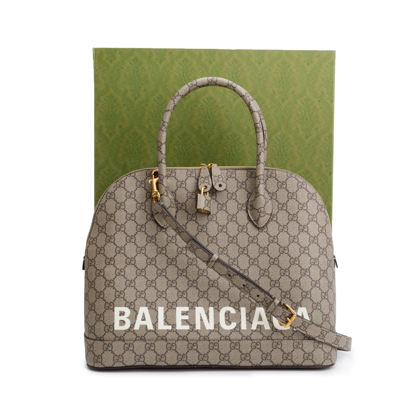 Gucci x Balenciaga The Hacker Project GG Supreme Medium Ville Handle Bag w/ Strap & Box