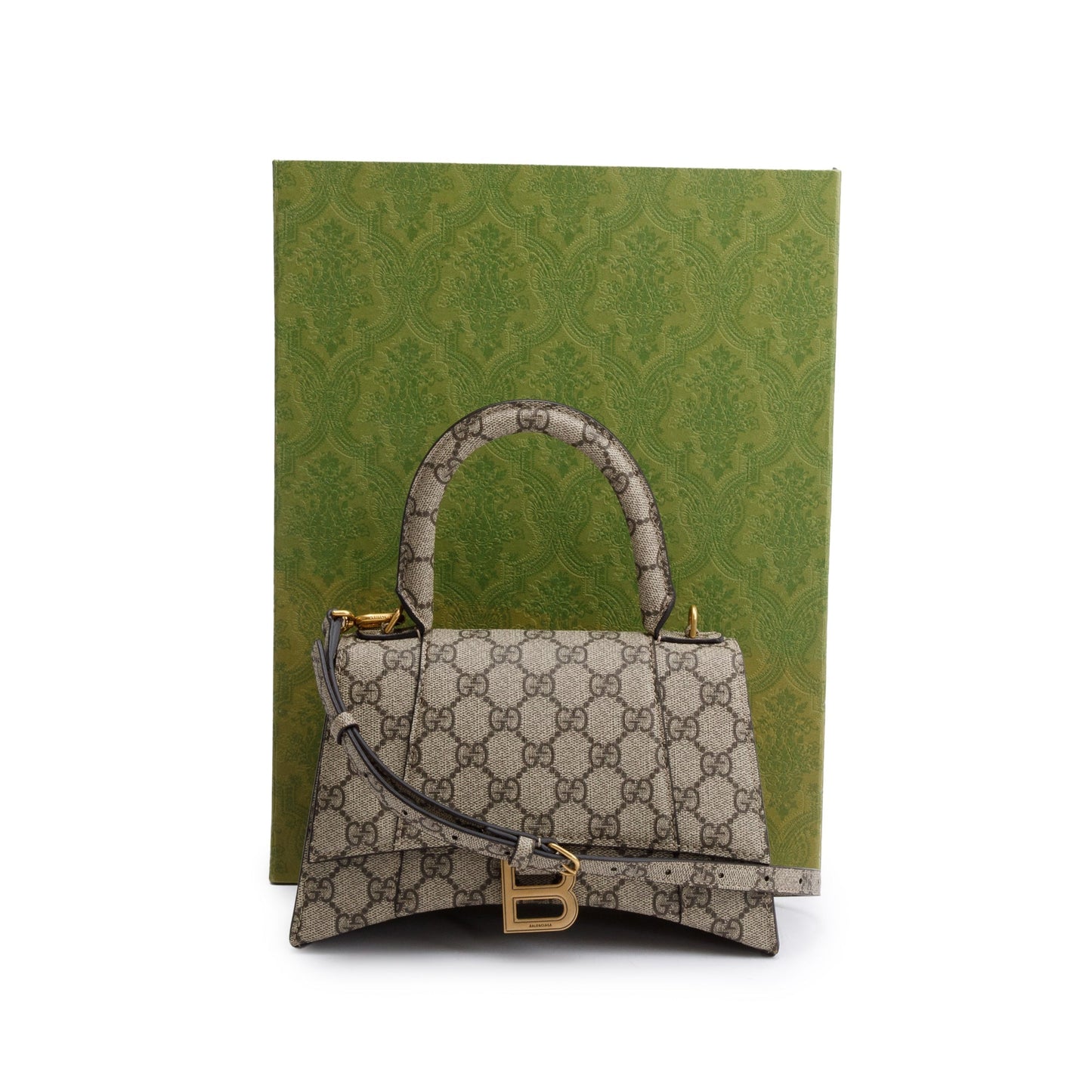 Gucci x Balenciaga The Hacker Project GG Supreme Small Hourglass Top Handle Bag w/ Strap & Box