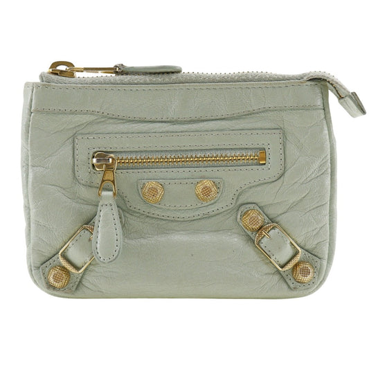 Balenciaga Leather Giant Pouch Light Green