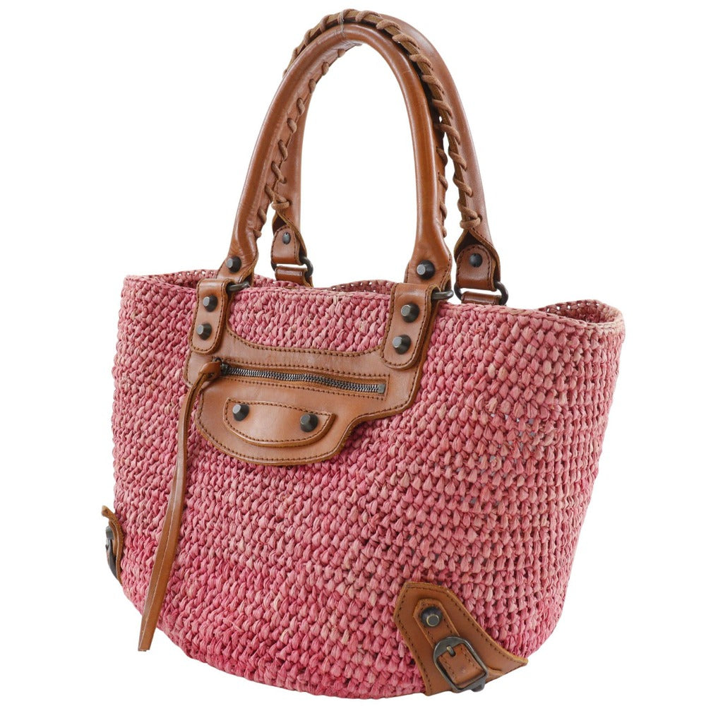 Balenciaga Straw Basket Tote Bag