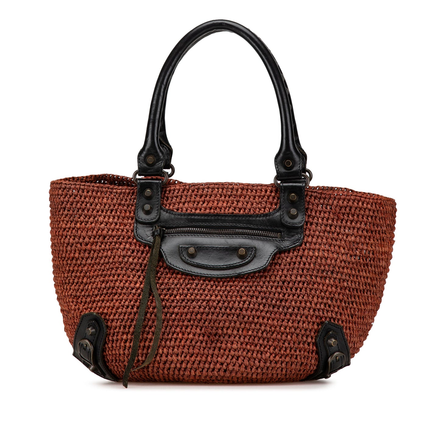 Balenciaga Sac Raffia Motocross Classic Panier Basket Tote