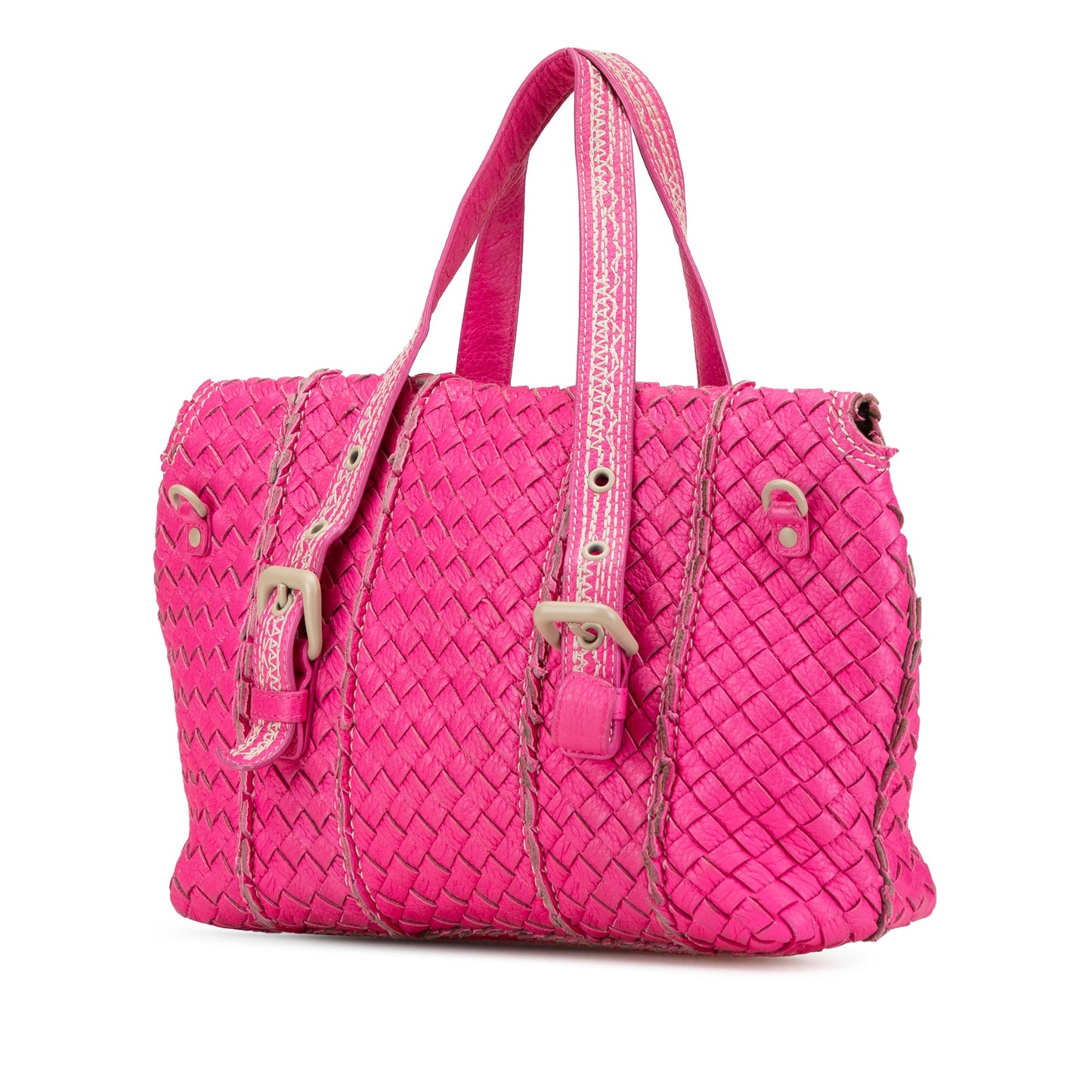Pink Bottega Veneta Intrecciato Vivo Cervo Satchel