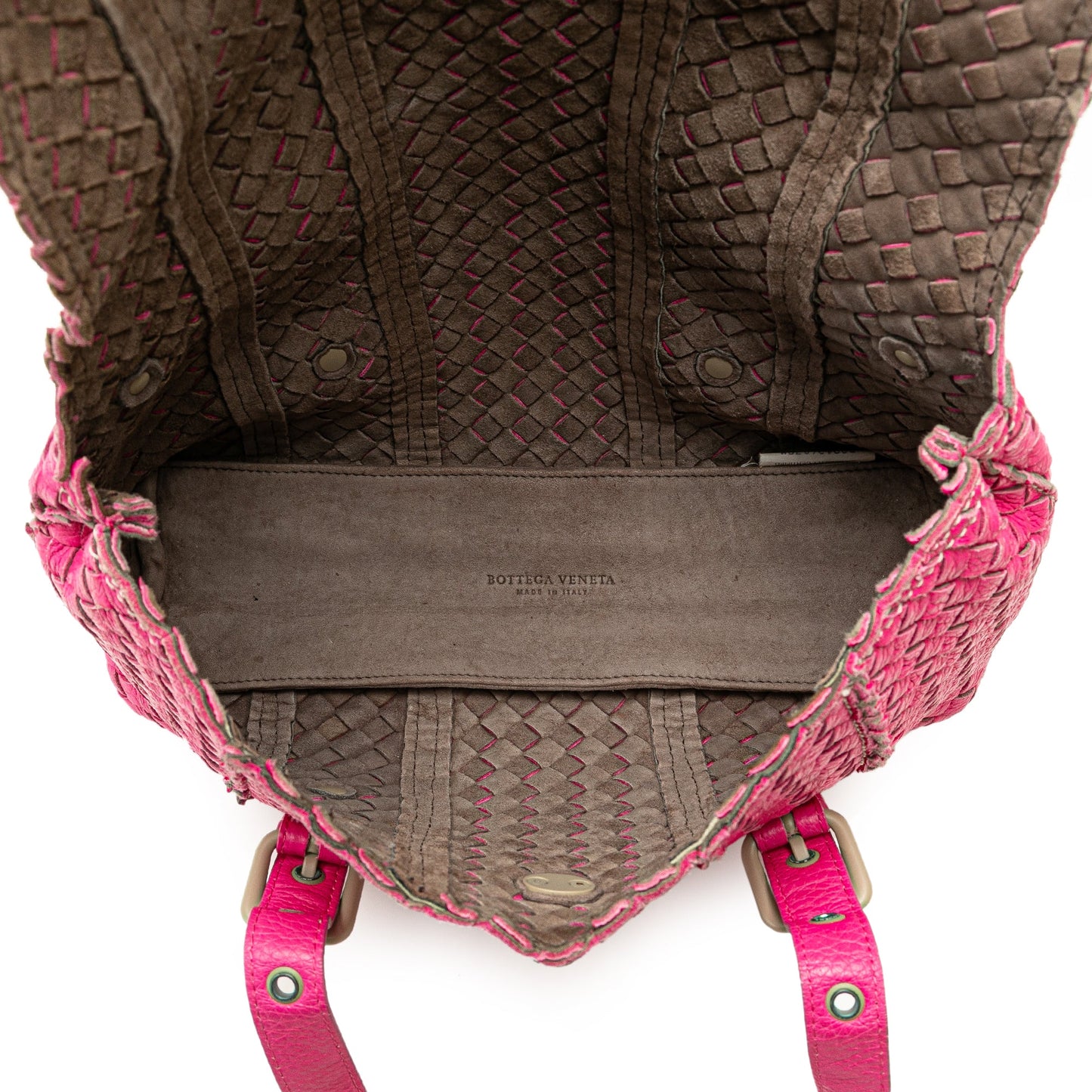 Pink Bottega Veneta Intrecciato Vivo Cervo Satchel