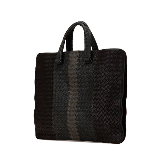 Black Bottega Veneta Intrecciato Nappa Club Fume Briefcase Business Bag