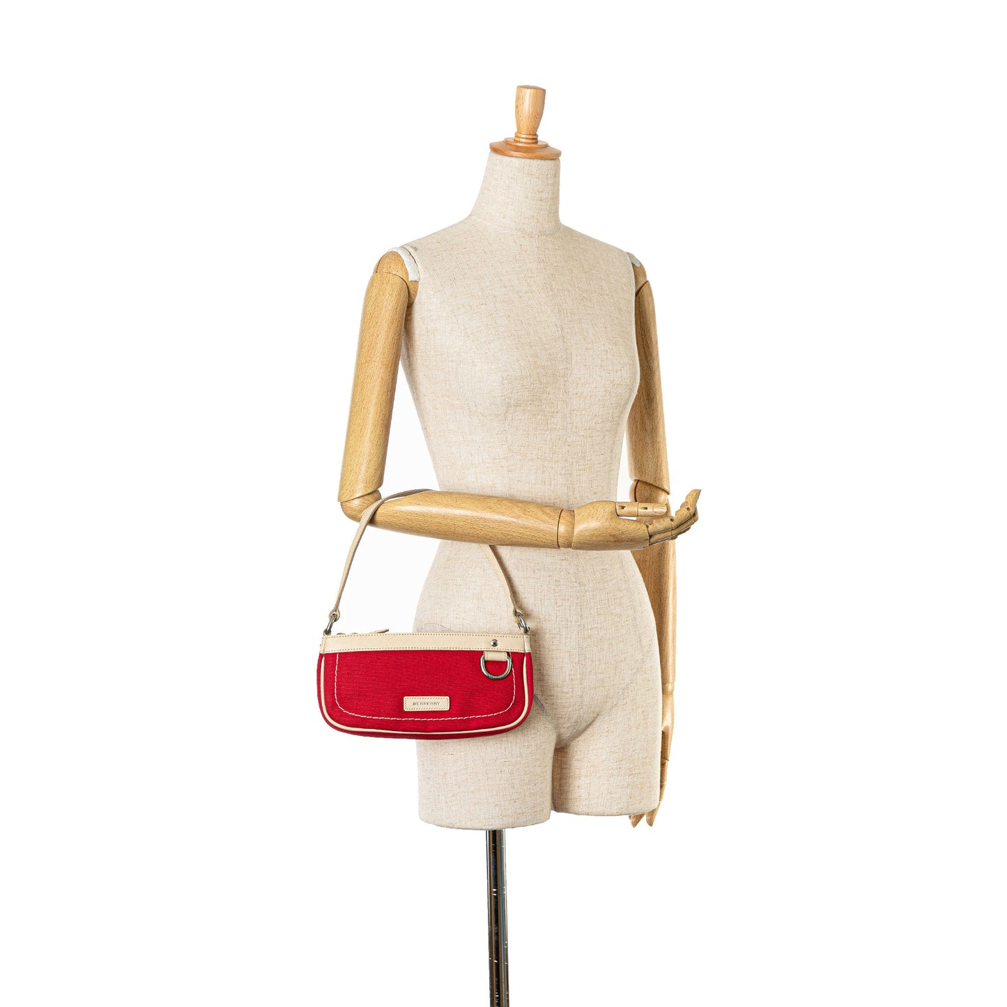 Red Burberry Canvas Shoulder Bag