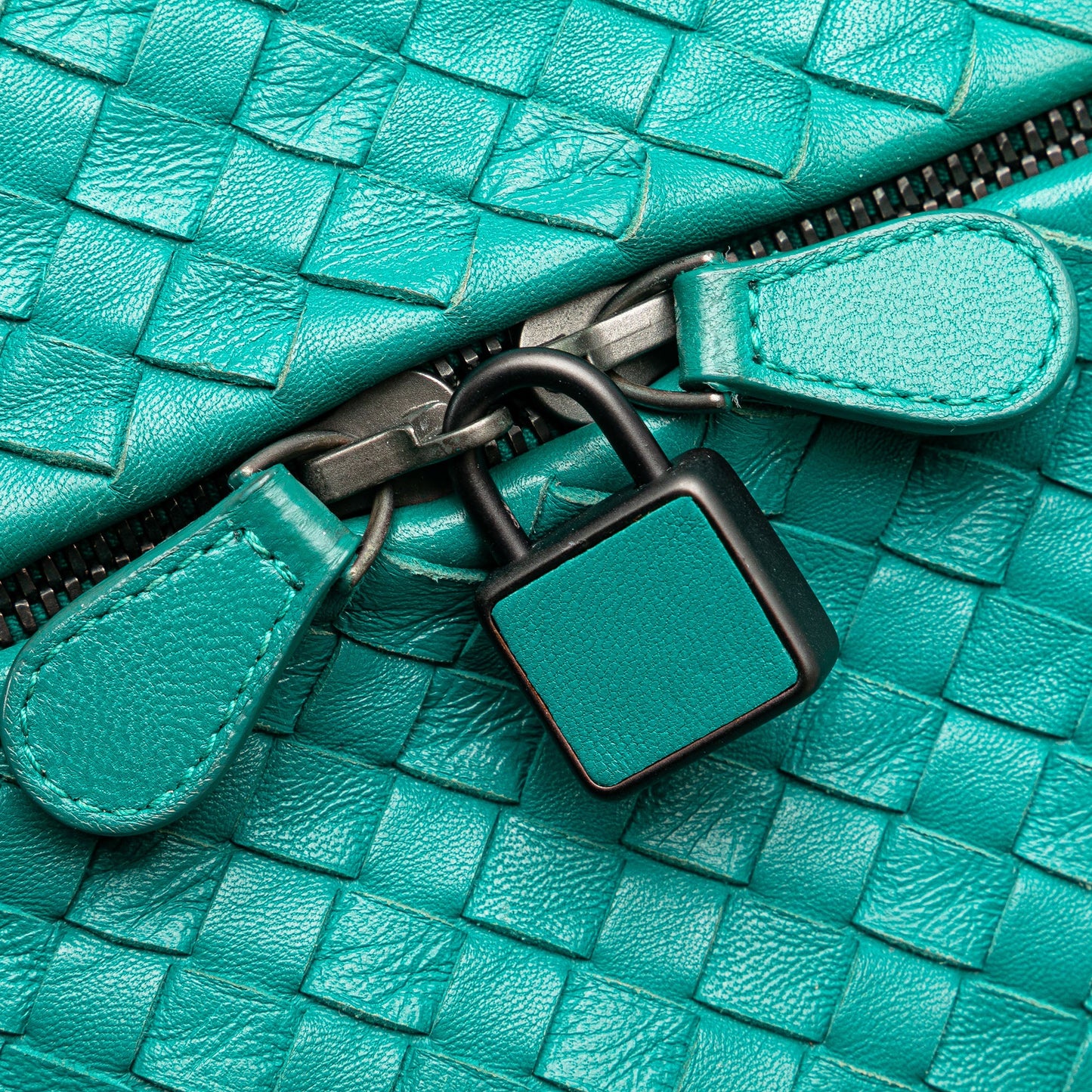 Blue Bottega Veneta Nappa Intrecciato Cube Shoulder Bag