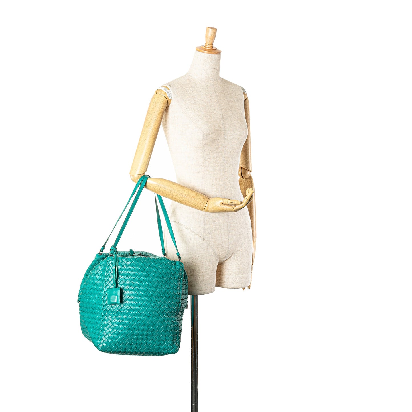 Blue Bottega Veneta Nappa Intrecciato Cube Shoulder Bag