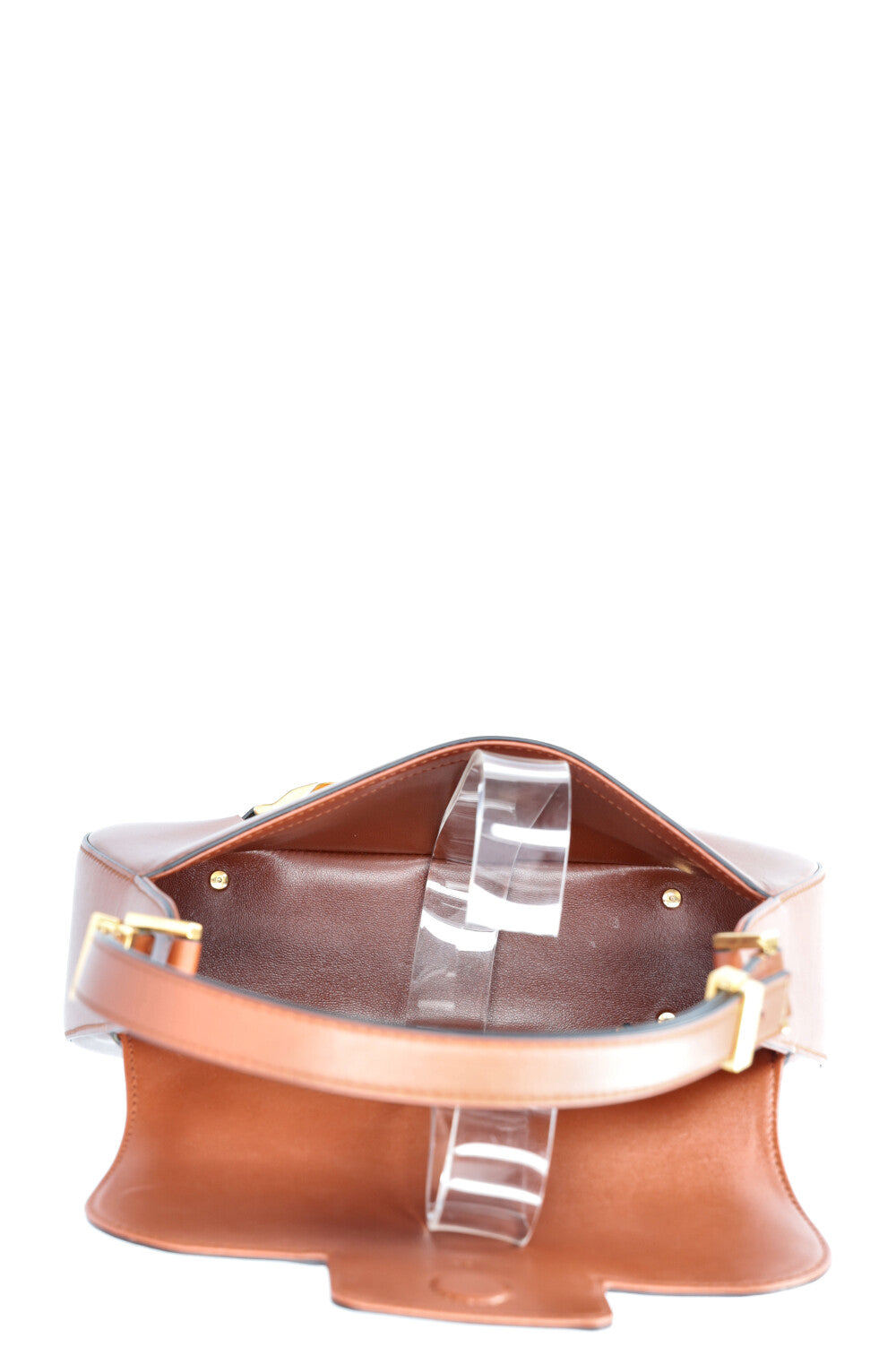 VALENTINO V Logo Chain Shoulder Bag Cognac