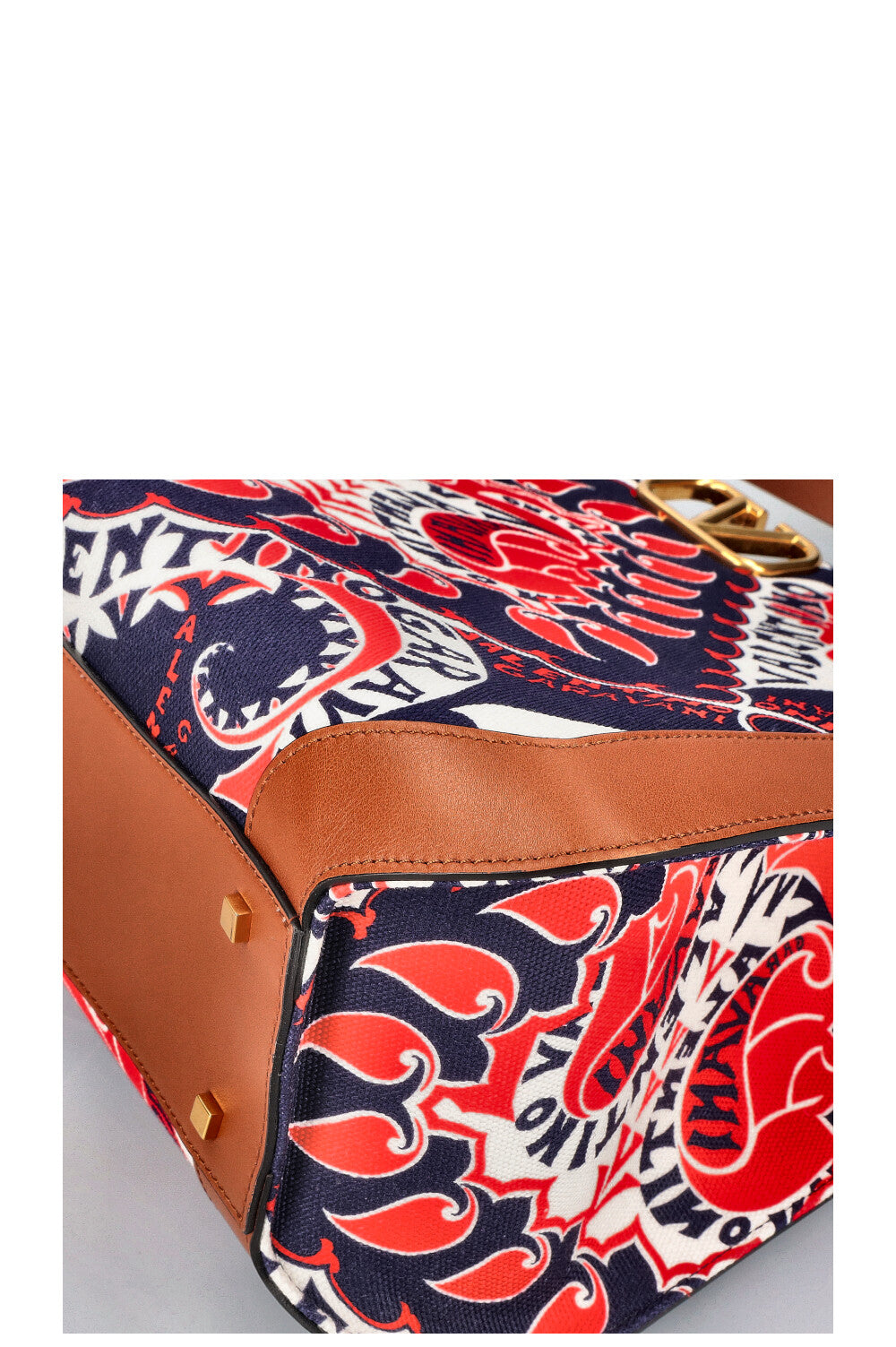 VALENTINO V Logo Tote Bag Bandana Print Canvas