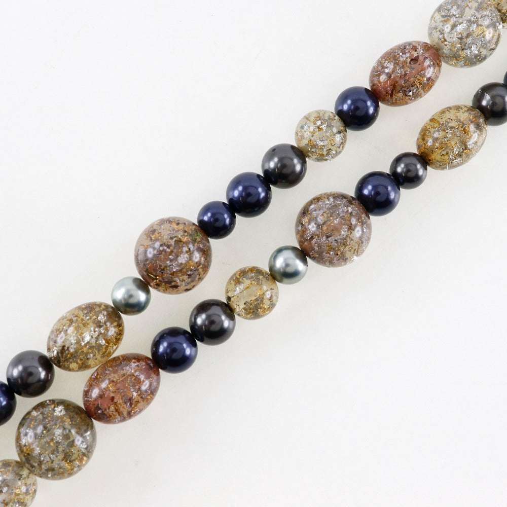 Chanel Coco Mark Necklace Metal Faux Pearl Rhinestone