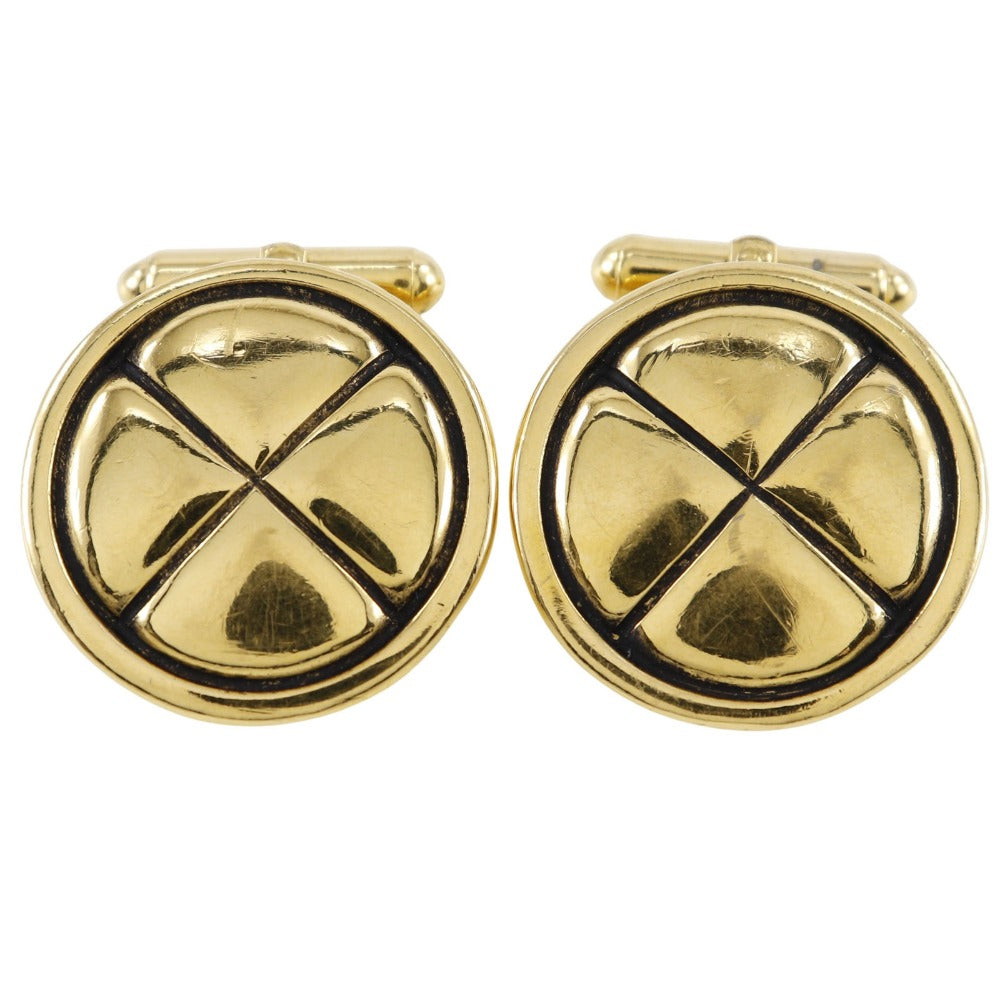 Chanel Matelasse Cufflinks Gold Plated Vintage