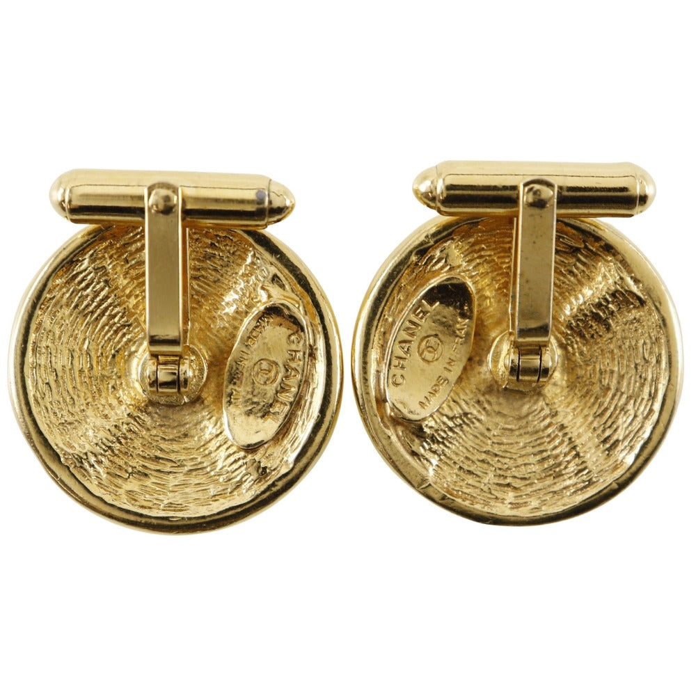Chanel Matelasse Cufflinks Gold Plated Vintage