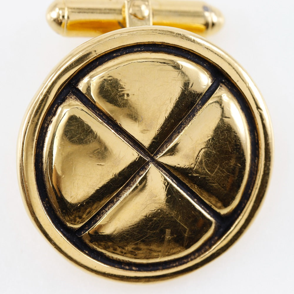 Chanel Matelasse Cufflinks Gold Plated Vintage