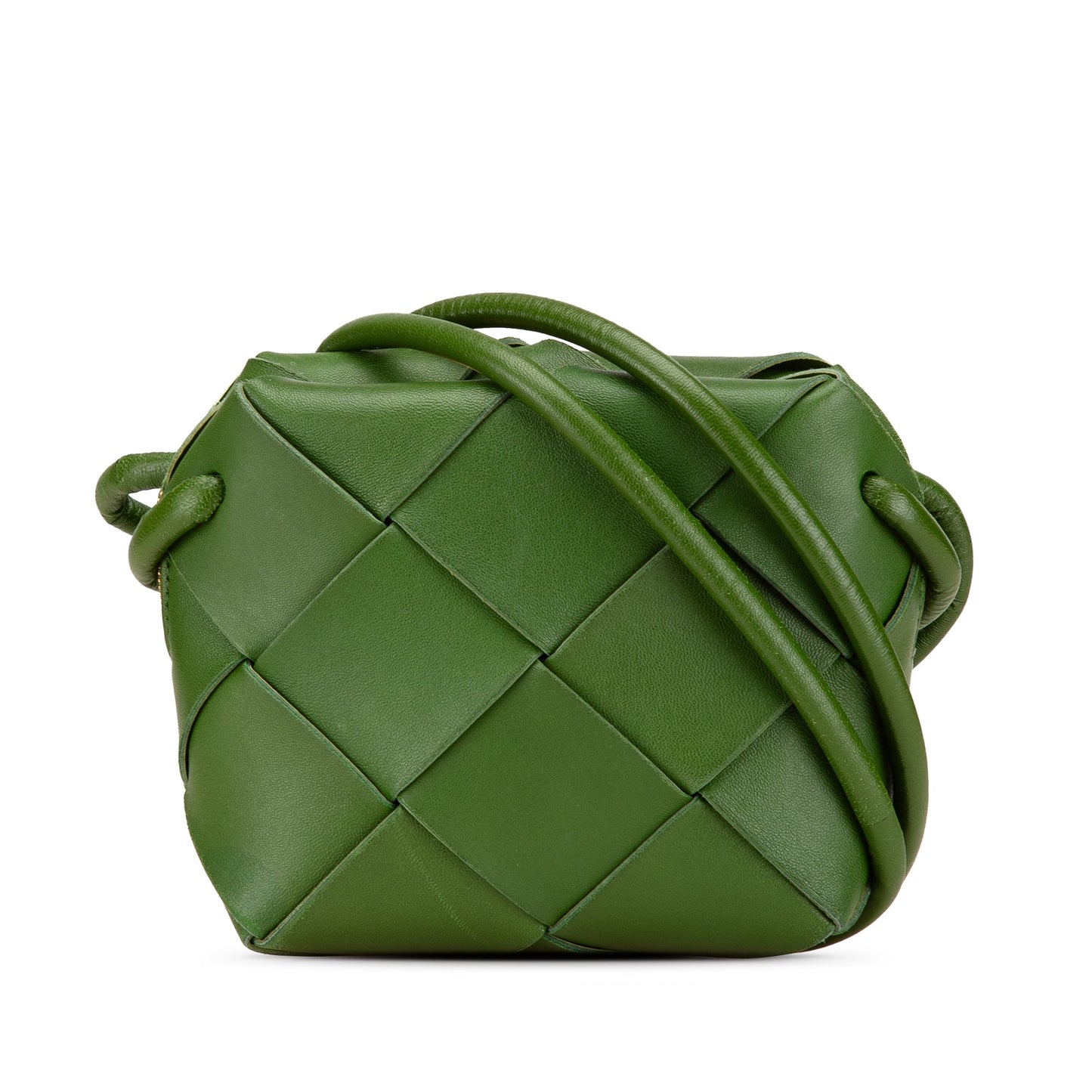 Green Bottega Veneta Mini Lambskin Intreccio Cassette Camera Bag