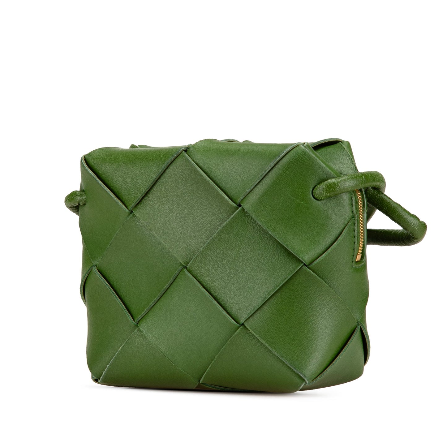 Green Bottega Veneta Mini Lambskin Intreccio Cassette Camera Bag