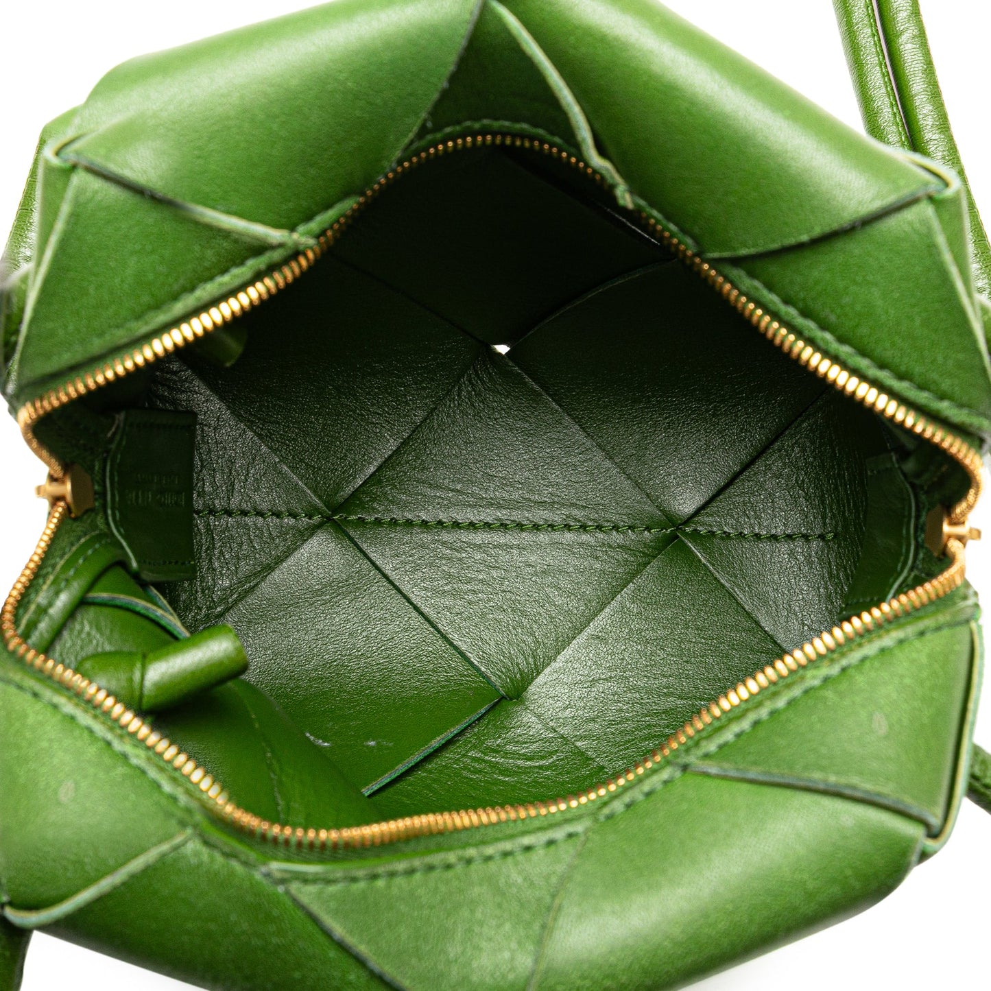 Green Bottega Veneta Mini Lambskin Intreccio Cassette Camera Bag