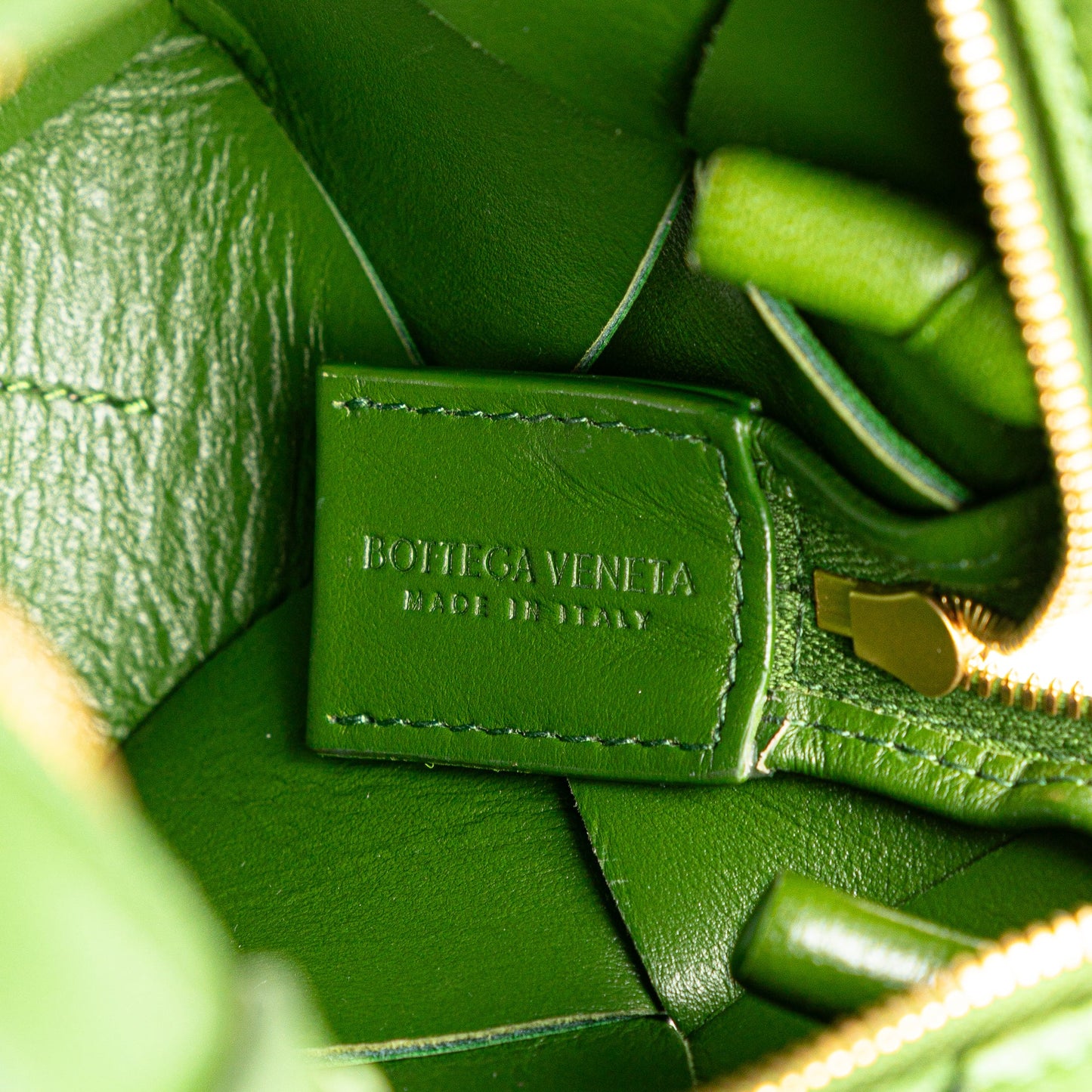 Green Bottega Veneta Mini Lambskin Intreccio Cassette Camera Bag