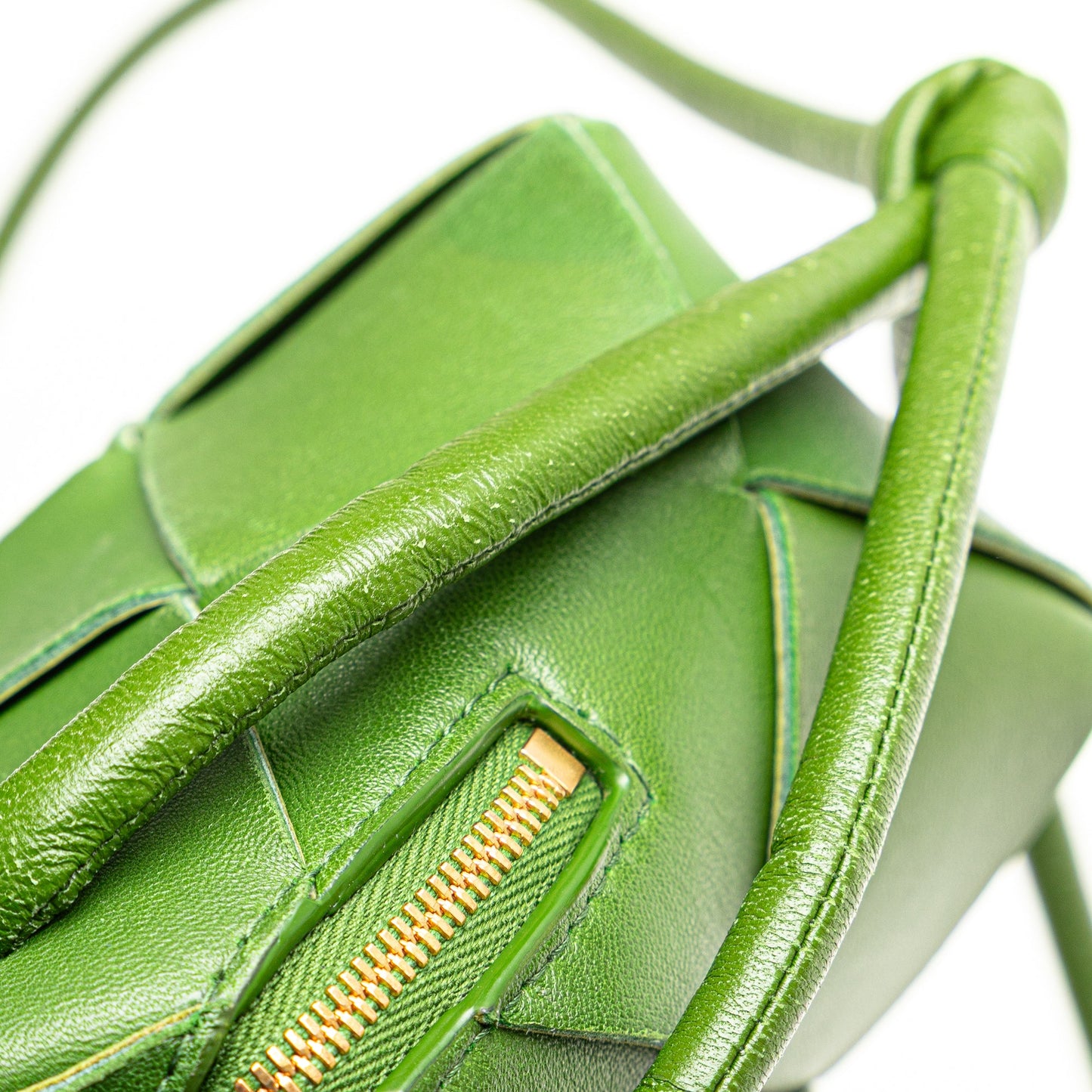 Green Bottega Veneta Mini Lambskin Intreccio Cassette Camera Bag