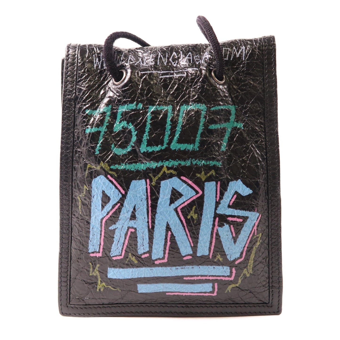 BALENCIAGA 皮革Shoulder Pouch Graffiti肩背袋黑色