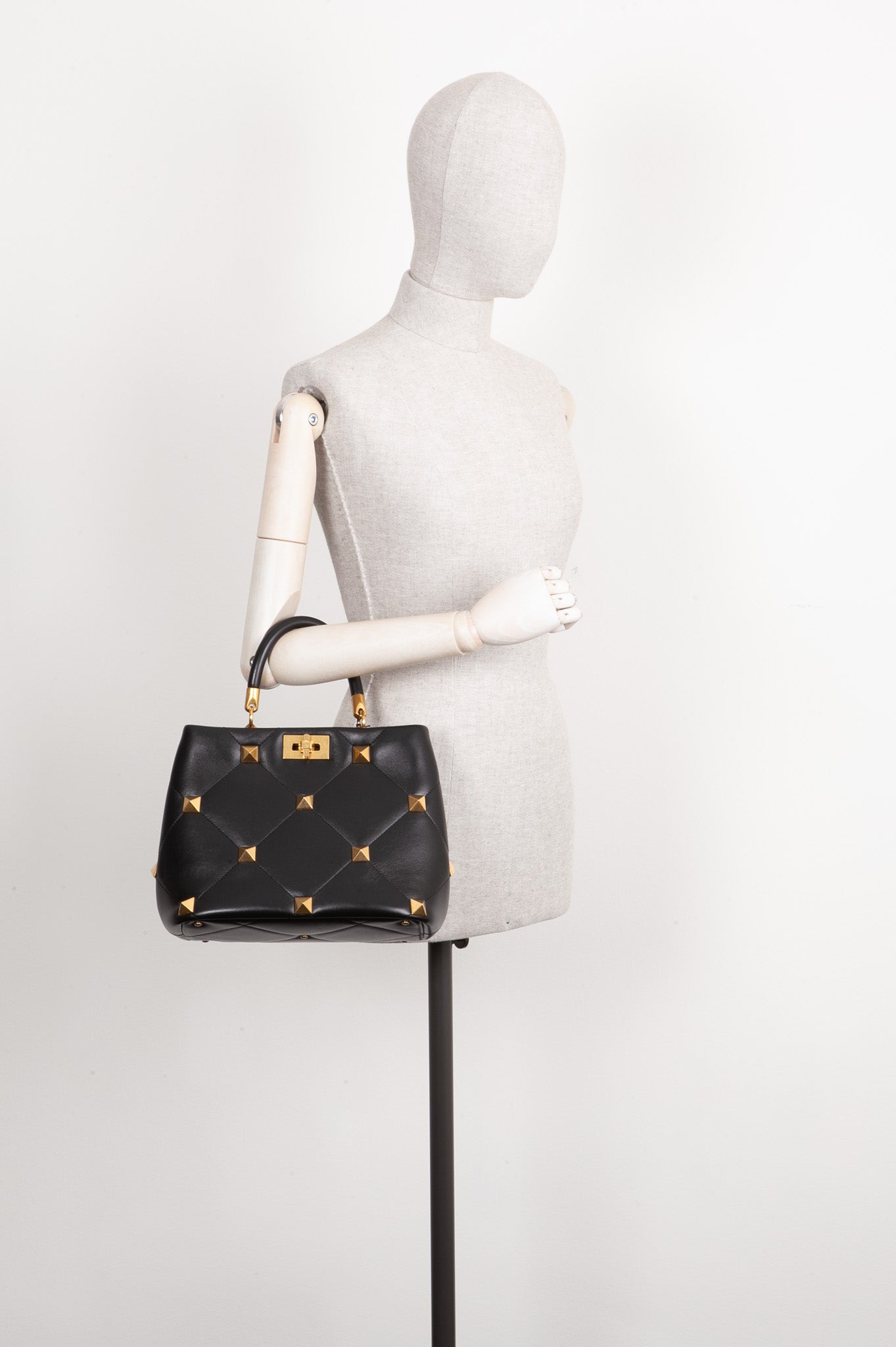 VALENTINO Roman Stud The Handle Bag Black