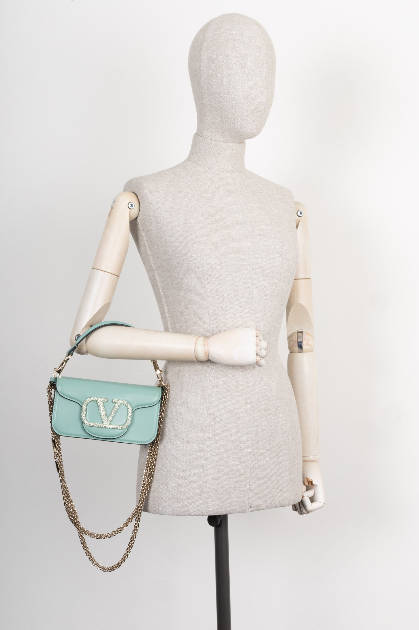 VALENTINO Small Loco Shoulder Bag with Jewel Logo Morning Dew