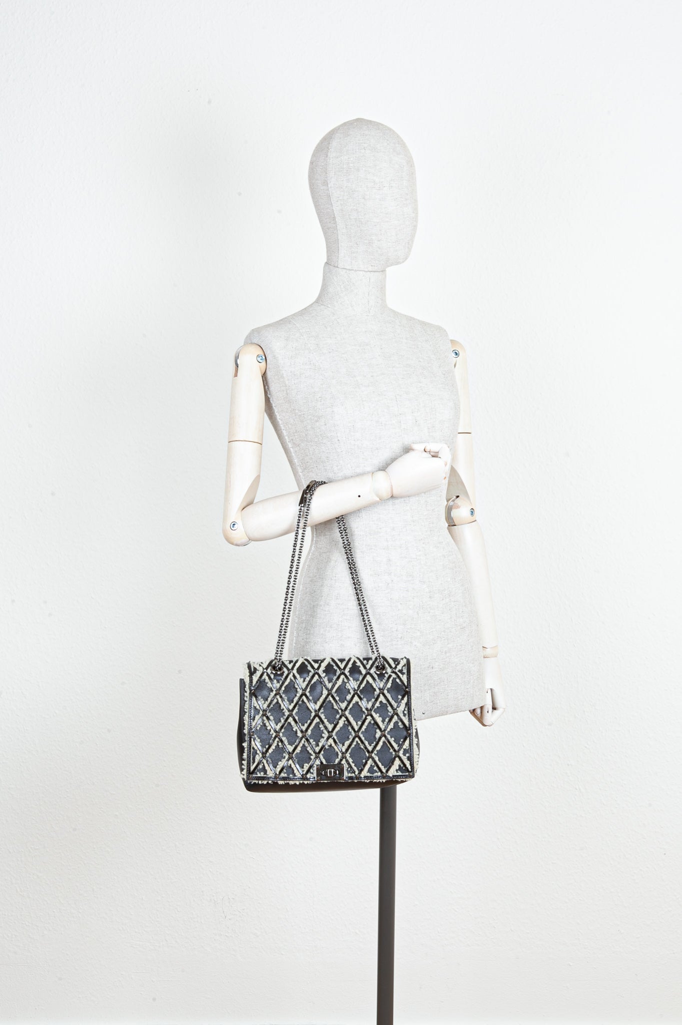 VALENTINO Shearling Rockstud Bag Black