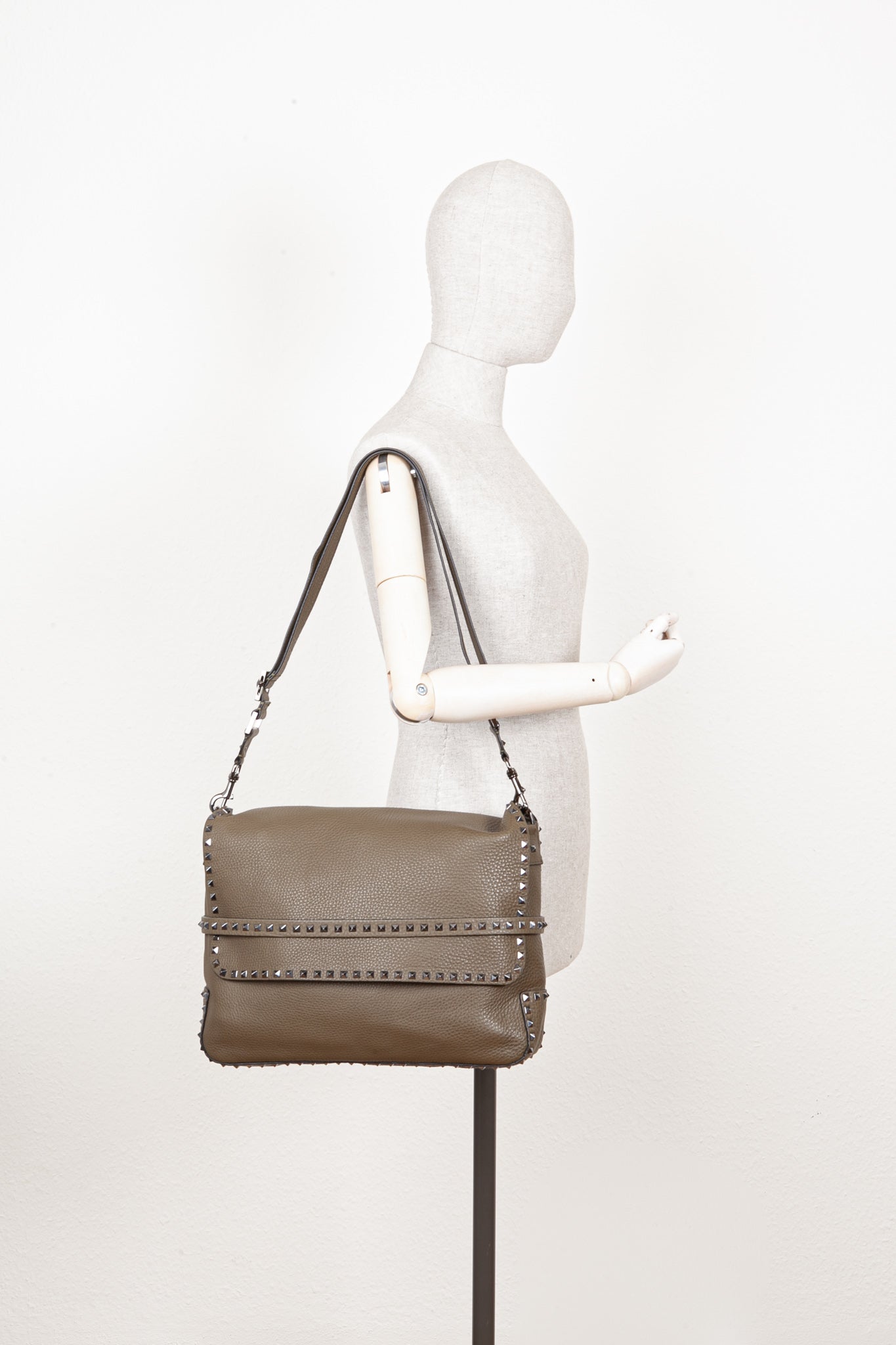 VALENTINO Rockstud Flap Messenger Bag Green