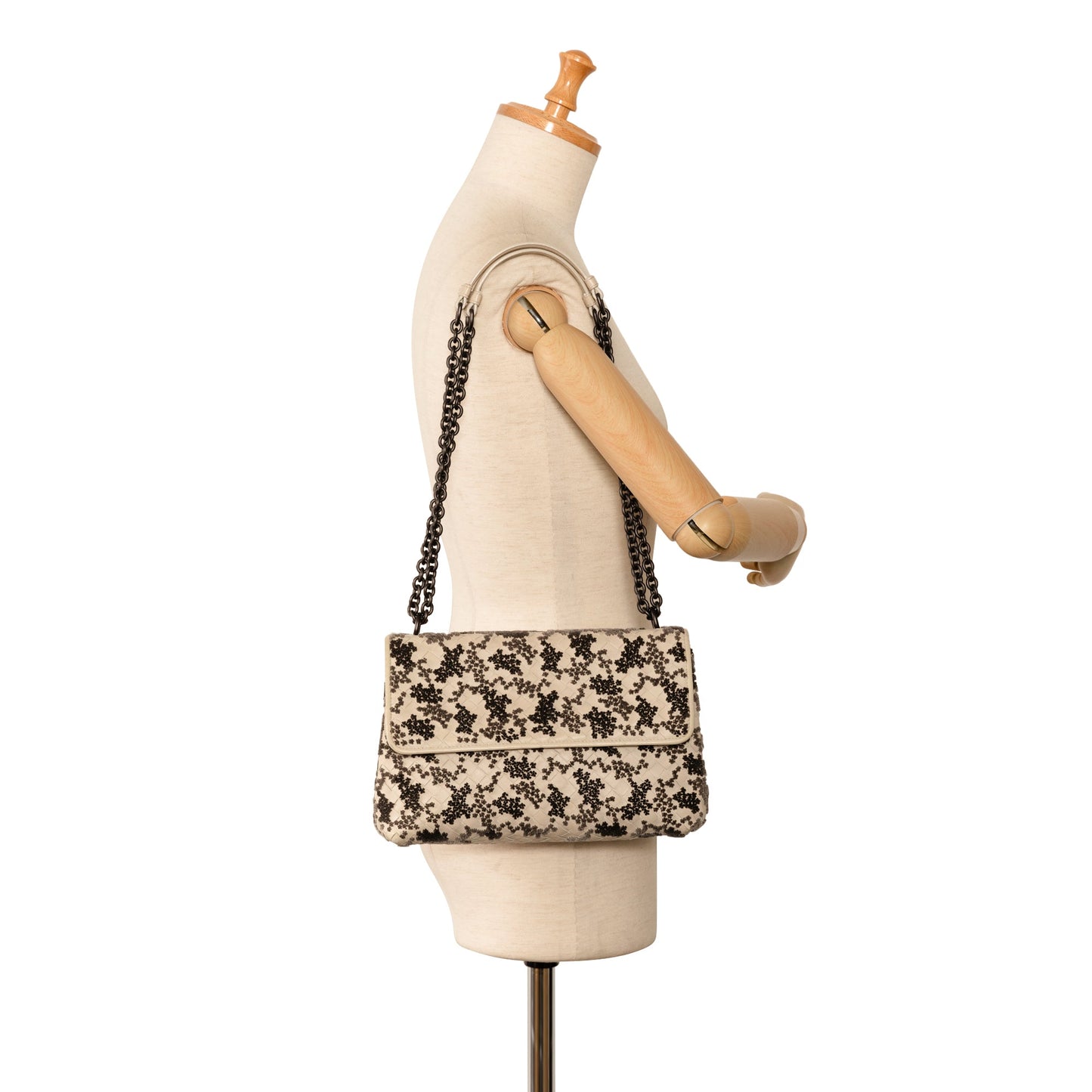 White Bottega Veneta Small Intrecciato Mist Olympia Shoulder Bag