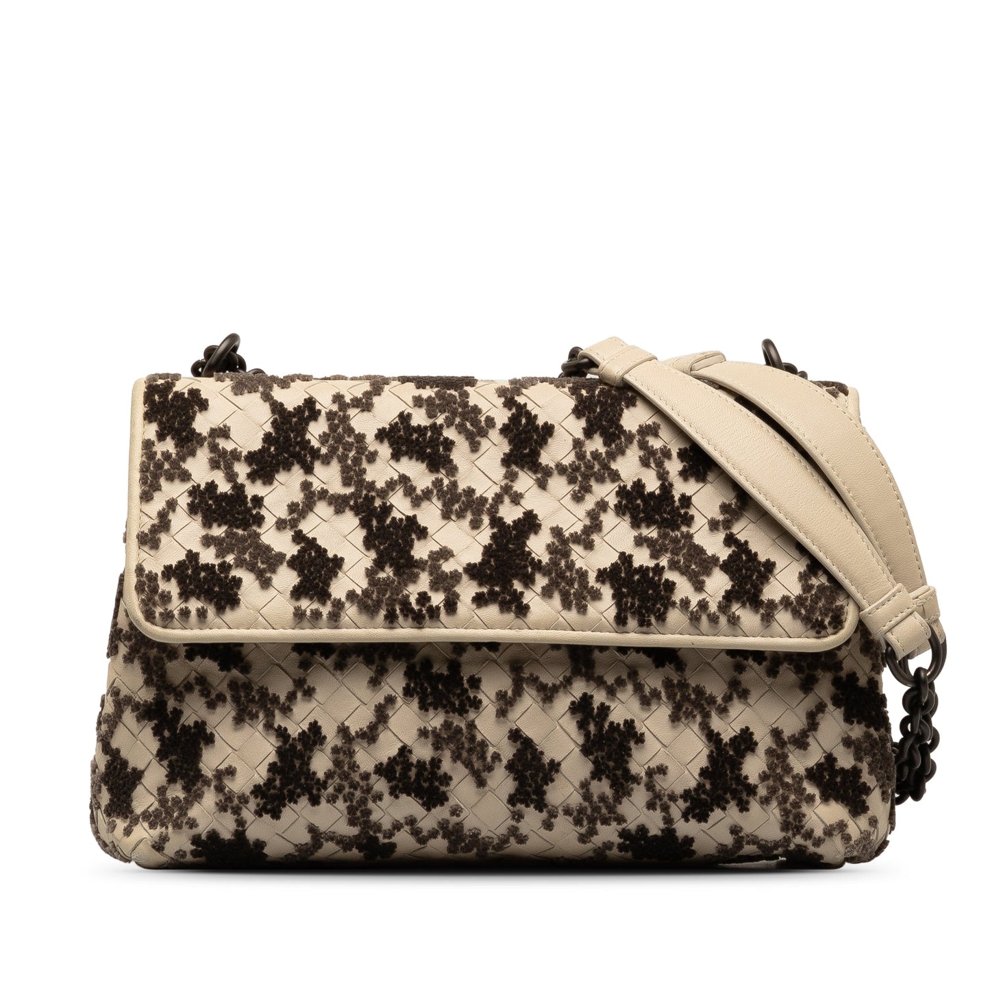 White Bottega Veneta Small Intrecciato Mist Olympia Shoulder Bag