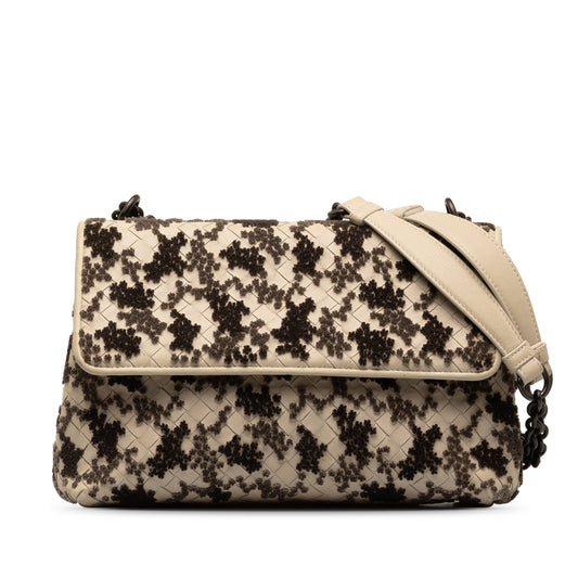 White Bottega Veneta Small Intrecciato Mist Olympia Shoulder Bag