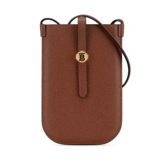 Brown Burberry Leather Anne Phone Case With Strap Crossbody Bag