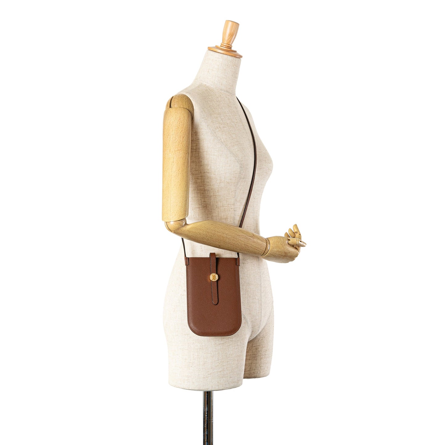 Brown Burberry Leather Anne Phone Case With Strap Crossbody Bag