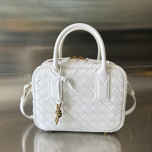 Bottega Veneta BV GETAWAY SMALL 23CM WHITE LAMBSKIN