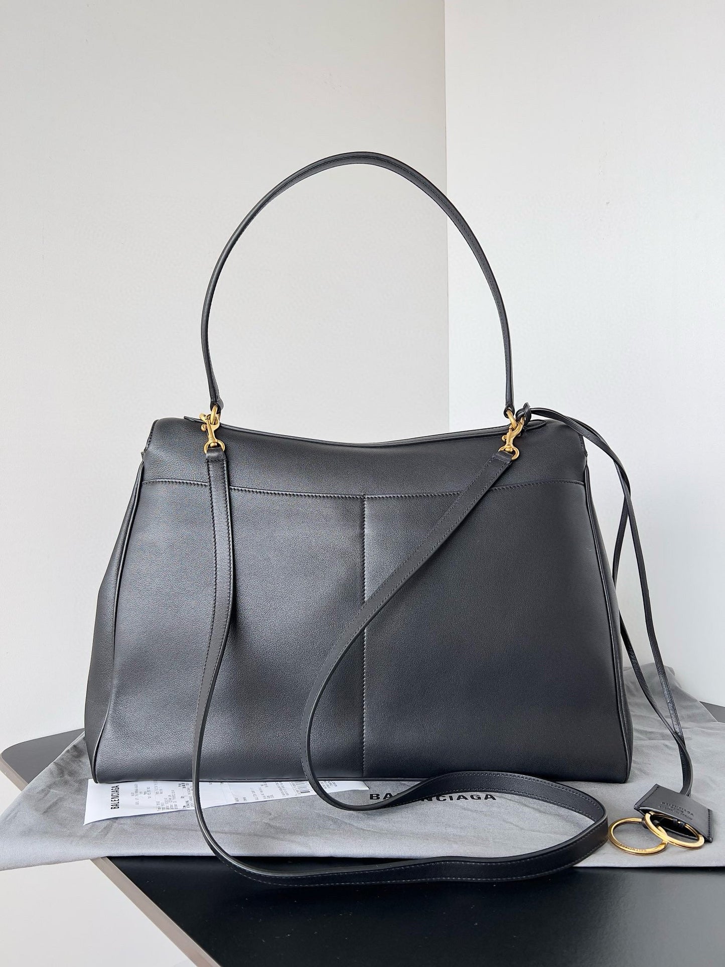 Bottega Veneta Balencia Tote Bag Black Calfskin Gold Hardware