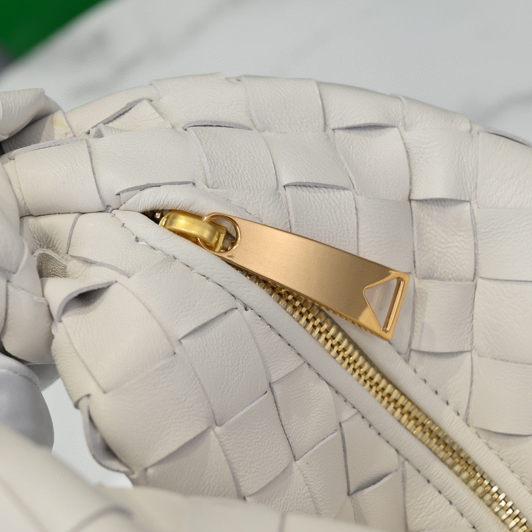 Bottega Veneta BV 24 Mini Jodie 28 White Lambskin Gold Hardware