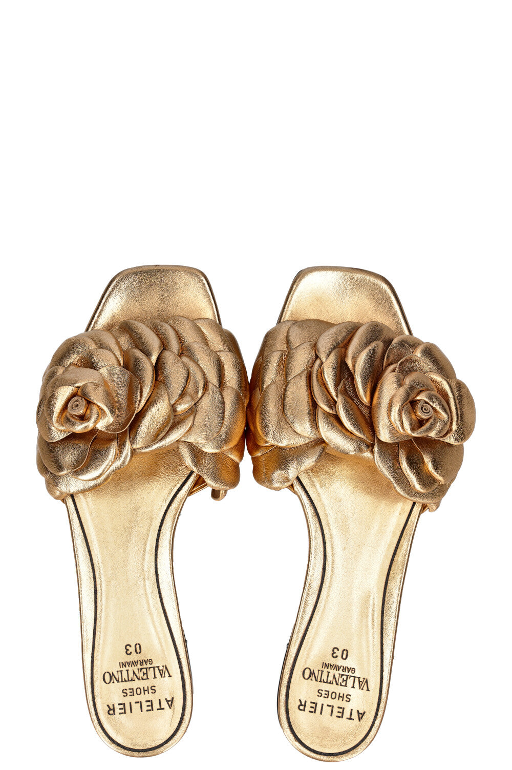 VALENTINO Rose Flats Gold