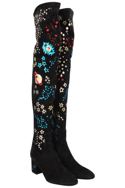 VALENTINO Astro Couture Overknee Boots Black