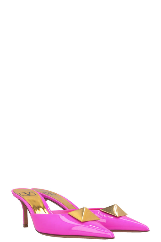 VALENTINO One Stud Mules Hot Pink Patent