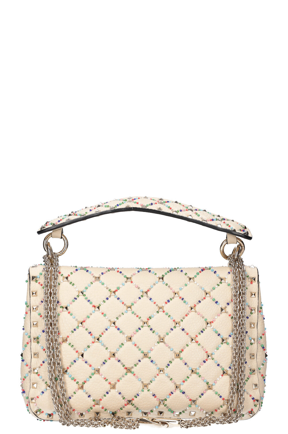 VALENTINO Rockstud Spike Bag Beads Ivory