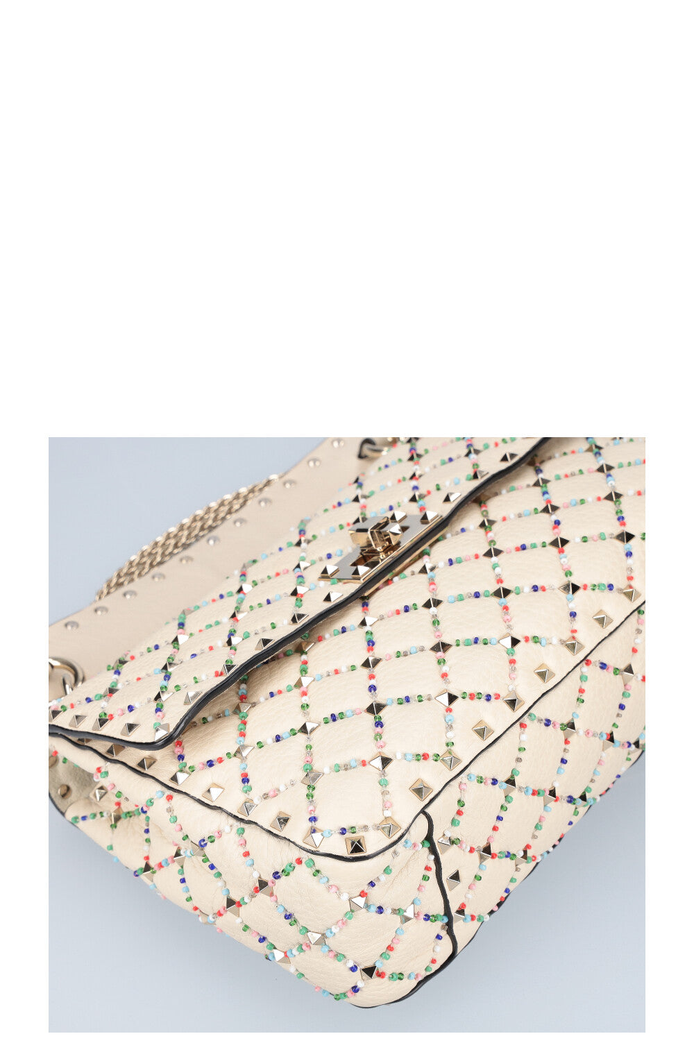 VALENTINO Rockstud Spike Bag Beads Ivory