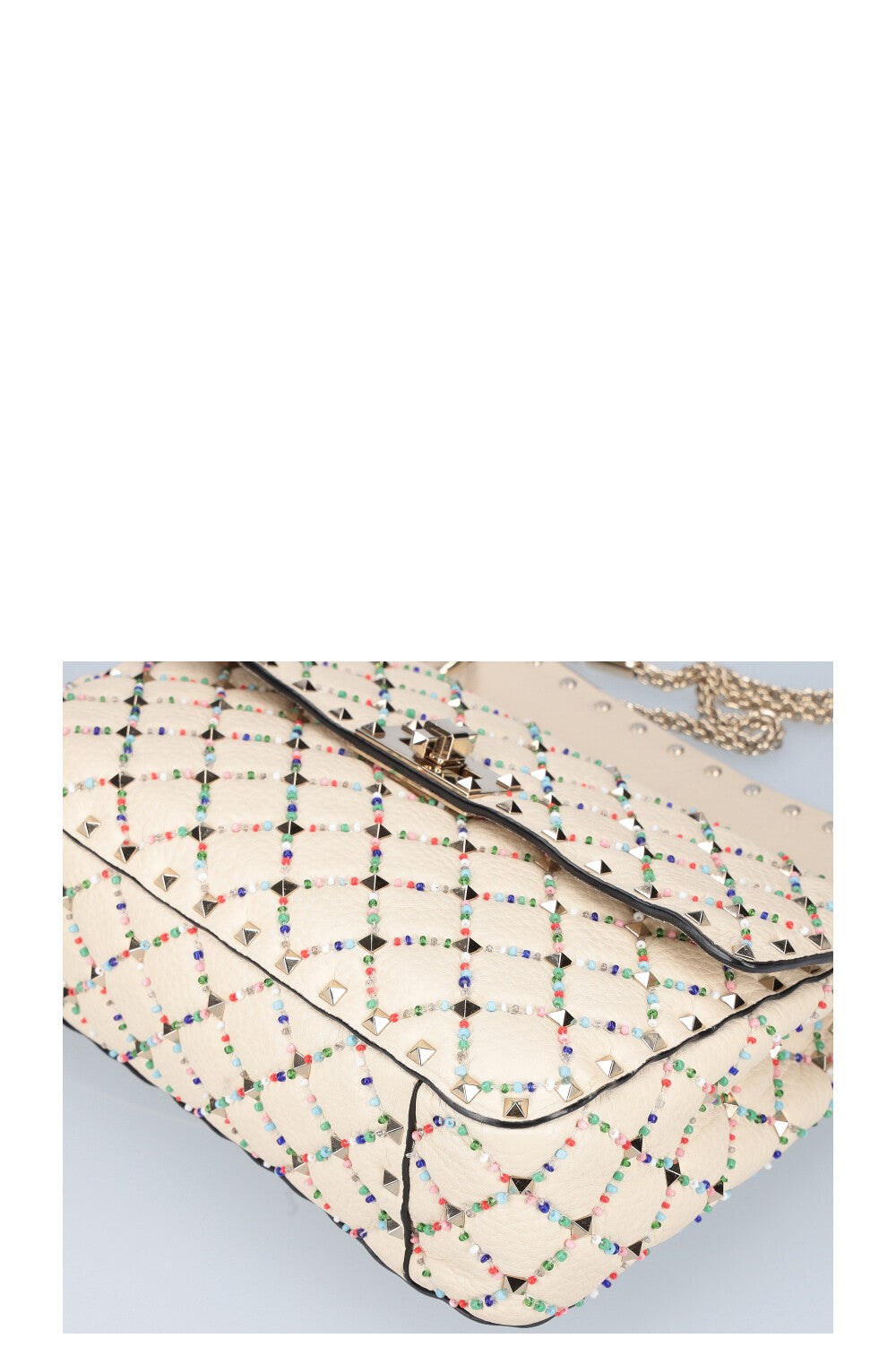 VALENTINO Rockstud Spike Bag Beads Ivory